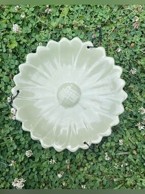 Glazed Ceramic Daisy Bird Bath
